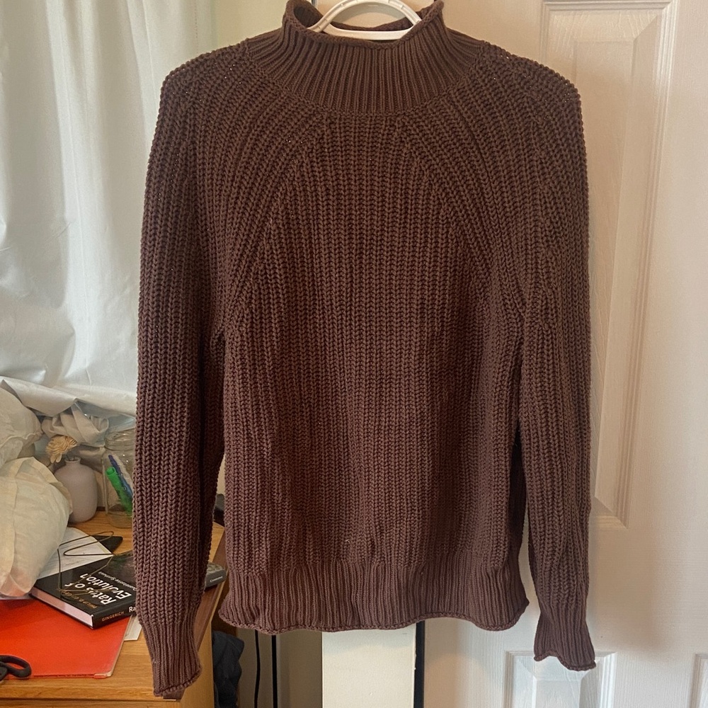 J. Crew Chocolate Ribbed Sweater Mockneck - Fisherman